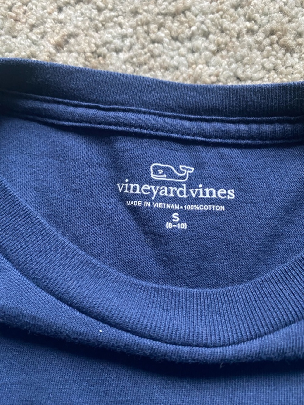 Vineyard Vines Navy Long-Sleeve Pocket Tee with Green Logo Sleeve small 8-10 - Picture 2 of 4